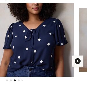 Lauren Conrad Silky Polka Dot Blouse